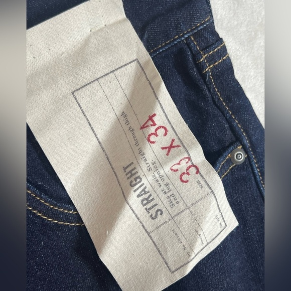 NWT Banana Republic 33W 34L Men's Navy Straight Fit Dark Wash Jeans - Picture 5 of 11